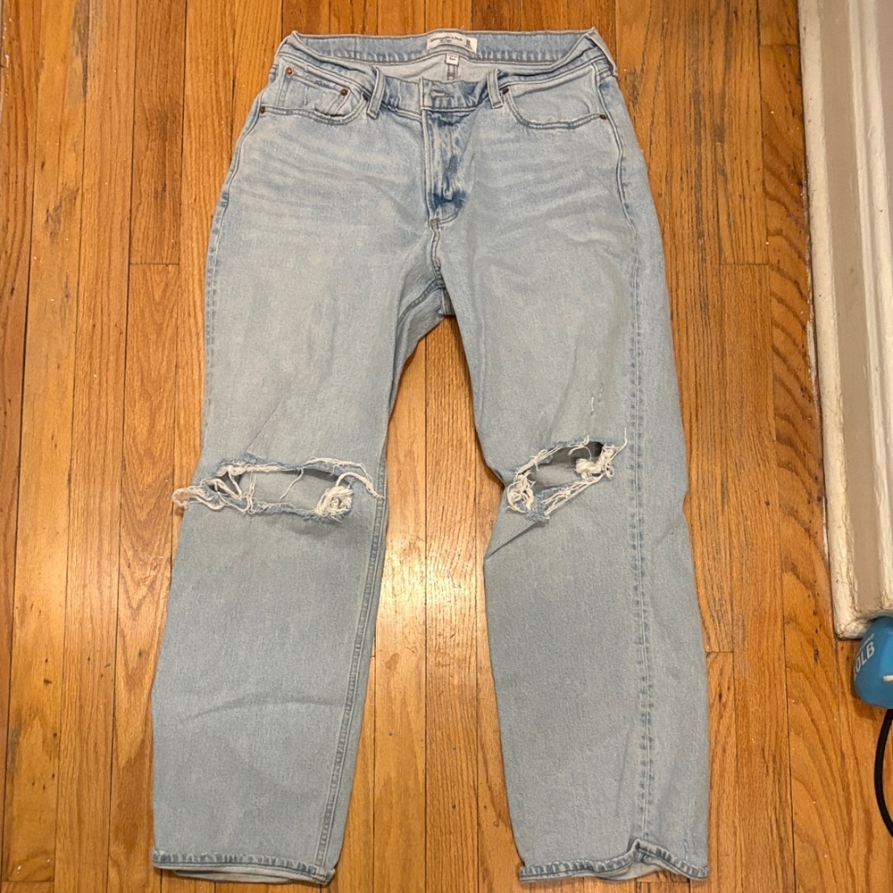 Abercrombie & Fitch Low Rise Light Blue Ripped Jeans